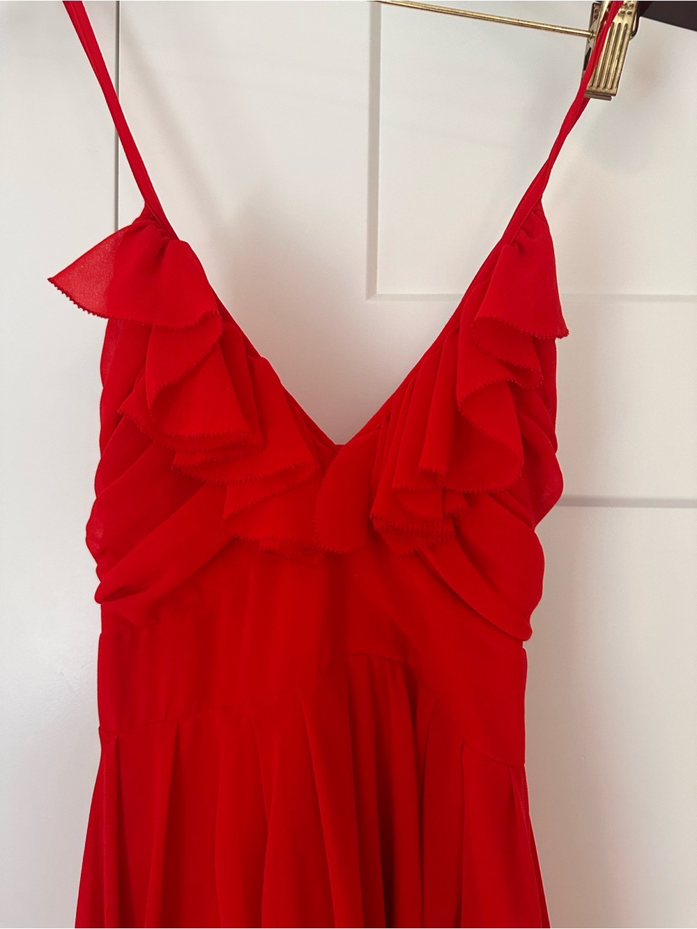 Ark & Co Red Ruffle Strapless Mini Evening Dress
